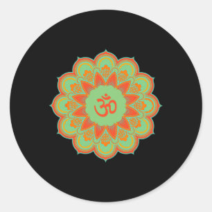 Adesivo Redondo Símbolo Om Ohm Aum Mandala Presente Espiritual Iog