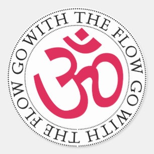 Adesivo Redondo Símbolo Om & Slogan