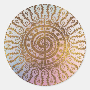 Adesivo Redondo Símbolo Pastel e Dourado delicado de Choku Rei na