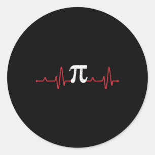 Adesivo Redondo Símbolo Pi Day Heartbeat Math Lover Enfermagem Pul