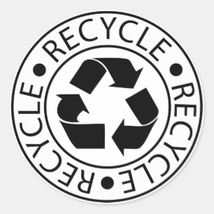 Adesivo Redondo Símbolo Preto Reciclar Eco Dia da Terra Fique Verd
