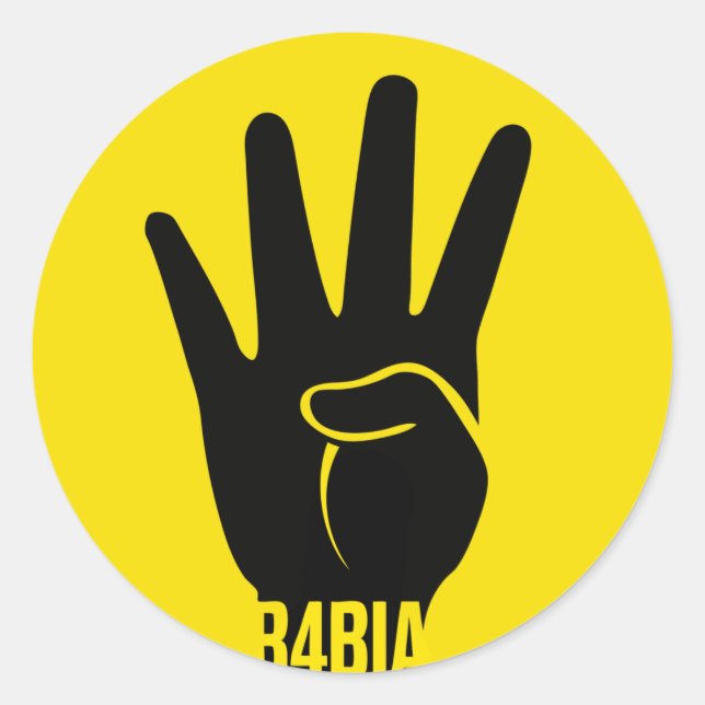 Adesivo Redondo Símbolo R4BIA da liberdade de camisa (Frente)