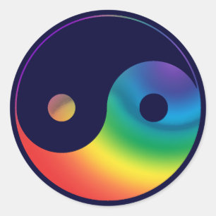 Adesivo Redondo Símbolo Rainbow Yin Yang