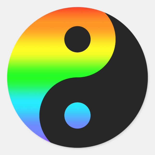 Adesivo Redondo Símbolo Rainbow Yin Yang (Frente)