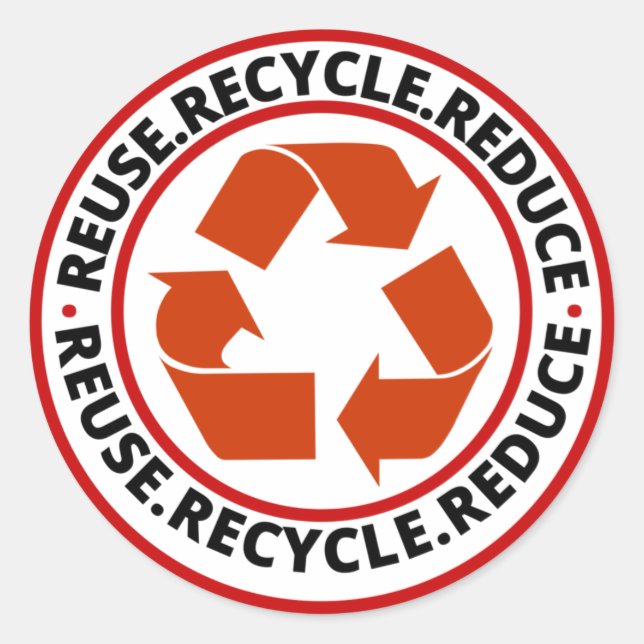 Adesivo Redondo Símbolo reciclar preto (Frente)