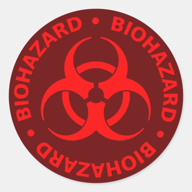 Adesivo Redondo Símbolo Red Biohazard Sticker (Frente)