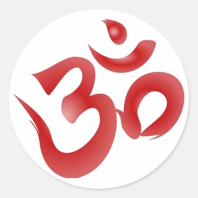 Adesivo Redondo Símbolo Red Hindu Om Aum Devanagari Calligrafia (Frente)