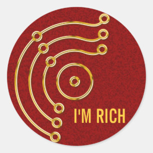 Adesivo Redondo Símbolo RUNA / DOURADO, Sou RICH espadilha verme