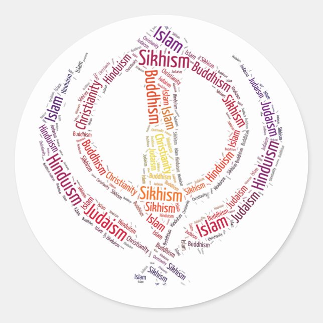 Adesivo Redondo Símbolo Sikh khanda design único (Frente)