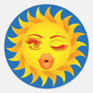 Adesivo Redondo Símbolo Sun emoji