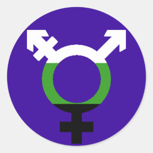 Adesivo Redondo Símbolo Trans da Bandeira Neutrois
