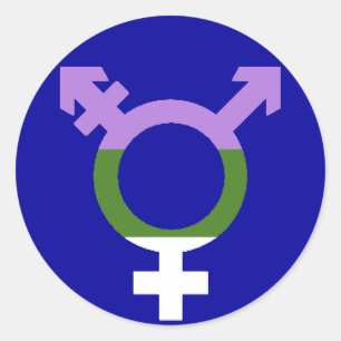 Adesivo Redondo Símbolo Trans do Sinalizador do Genderqueer