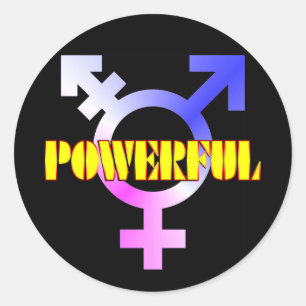 Adesivo Redondo Símbolo Trans Pride POWERFUL