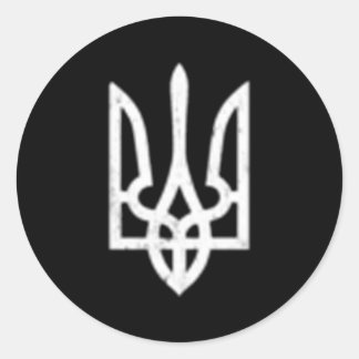 Adesivo Redondo Símbolo ucraniano Tryzub Trident Ucrânia
