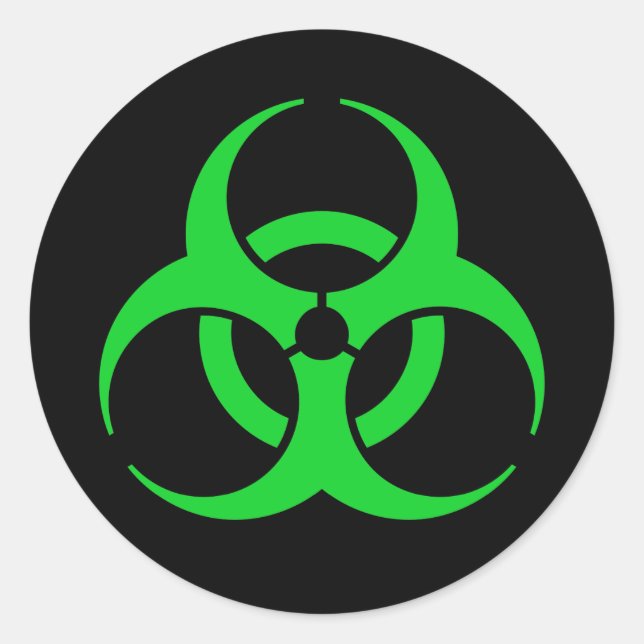 Adesivo Redondo Símbolo Verde de Biohazard (Frente)