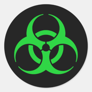 Adesivo Redondo Símbolo Verde de Biohazard