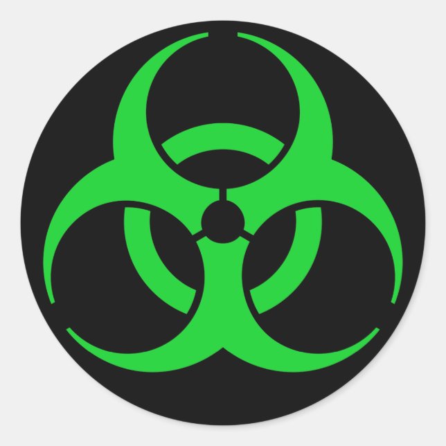 Adesivo Redondo Símbolo Verde de Biohazard (Frente)