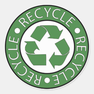Adesivo Redondo Símbolo Verde de Reciclagem Vá Verde Dia da Terra 