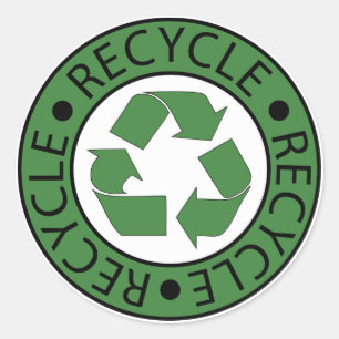 Adesivo Redondo Símbolo Verde de Reciclagem Vá Verde Dia da Terra