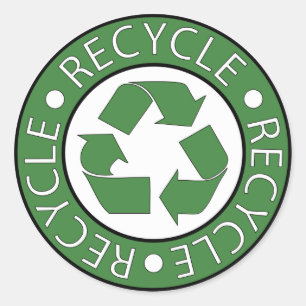 Adesivo Redondo Símbolo Verde de Reciclagem Vá Verde Dia da Terra