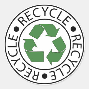 Adesivo Redondo Símbolo Verde de Reciclagem Vá Verde Dia da Terra 