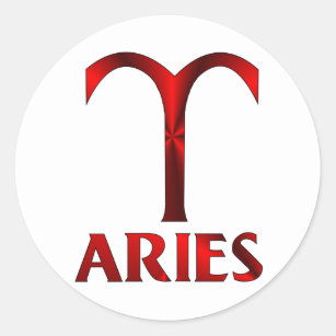 Adesivo Redondo Símbolo vermelho do horóscopo do Aries