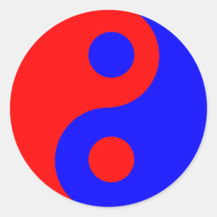 Adesivo Redondo Símbolo vermelho e azul de Yin Yang