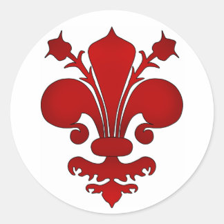 Adesivo Redondo Símbolo vermelho-escuro de pulgas de lis