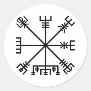 Adesivo Redondo Símbolo Viquingue Vegvisir
