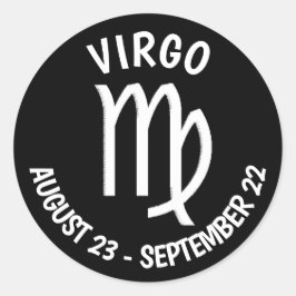 Adesivo Redondo Símbolo Virgo do Horóscopo Negro e Branco