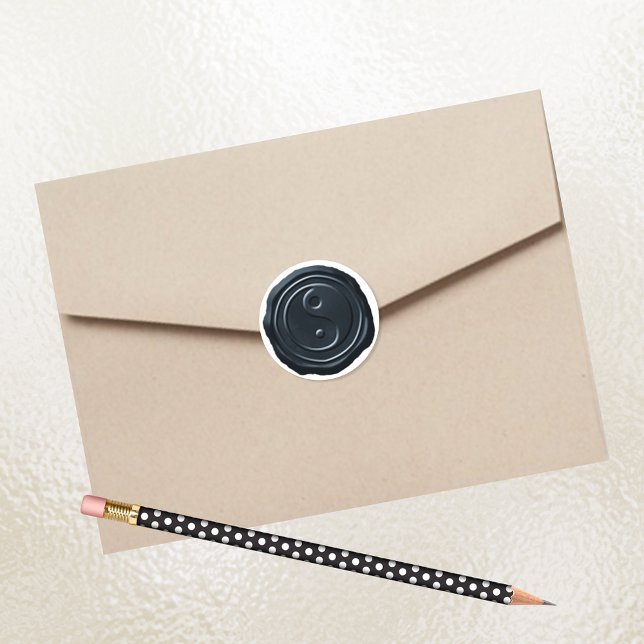 Adesivo Redondo Símbolo Wax Seal Silver Blue Yin Yang (Criador carregado)