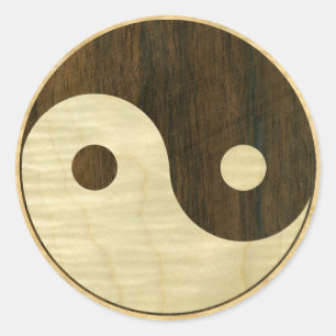 Adesivo Redondo Símbolo Wooden Yin Yang