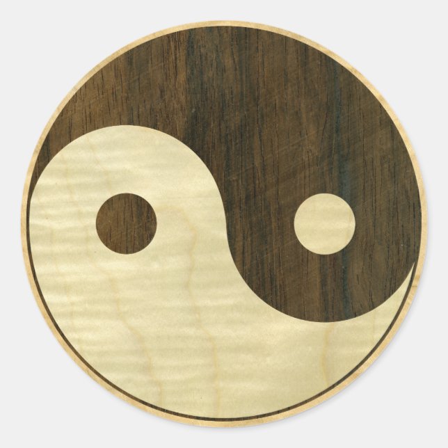 Adesivo Redondo Símbolo Wooden Yin Yang (Frente)