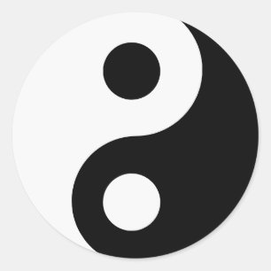 Adesivo Redondo Símbolo Yin e Yang Branco e Preto