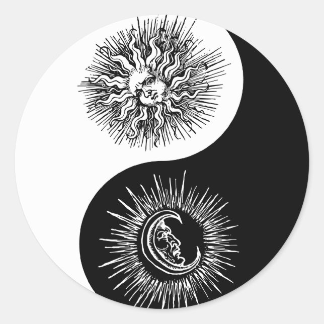 Adesivo Redondo Símbolo Yin e Yang - Sun vs Moon (Frente)