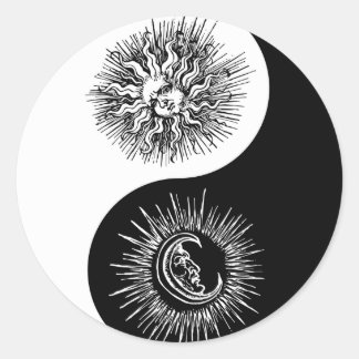 Adesivo Redondo Símbolo Yin e Yang - Sun vs Moon