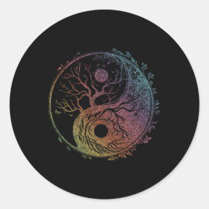 Adesivo Redondo Símbolo Yin Yang, Árvore da Vida, Tai Chi, Qigong,