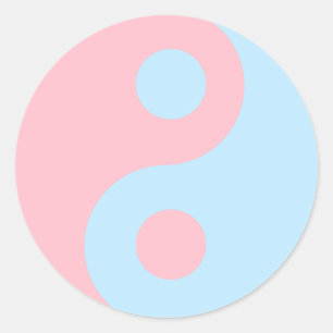 Adesivo Redondo Símbolo Yin Yang Rosa e Azul