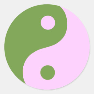 Adesivo Redondo Símbolo Yin Yang Rosa e Verde
