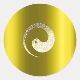 Adesivo Redondo Símbolo Ying Yang Balance Yellow Pace Espiritual