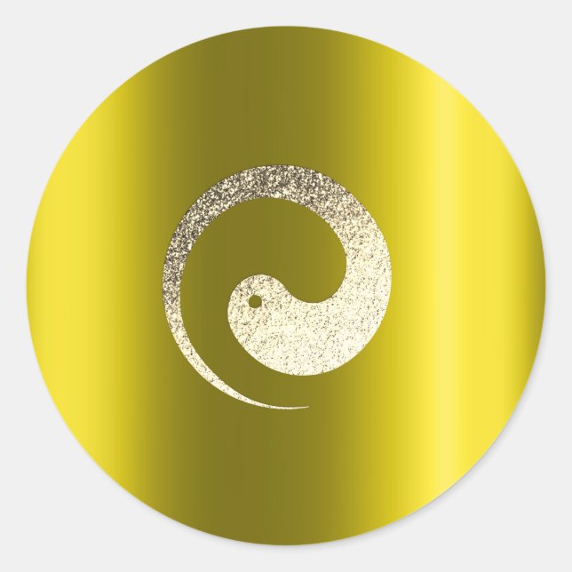 Adesivo Redondo Símbolo Ying Yang Balance Yellow Pace Espiritual (Frente)