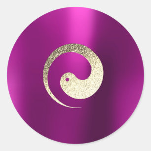 Adesivo Redondo Símbolo Ying Yang Equilíbrio Dourado Pace cor-de-r