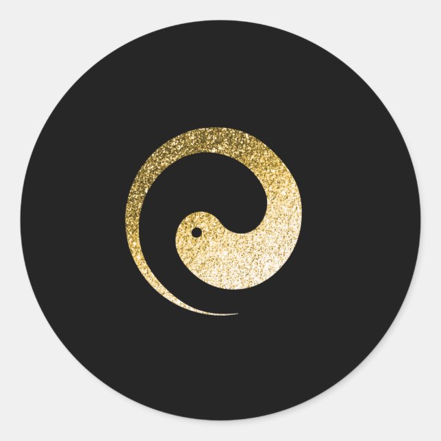 Adesivo Redondo Símbolo Ying Yang Equilíbrio Dourado Pace Negro Es (Frente)