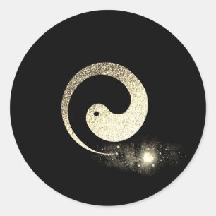 Adesivo Redondo Símbolo Ying Yang Equilíbrio Dourado Ritual do Cor