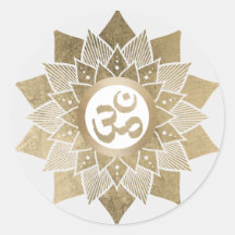 Símbolo Yoga Om Dourado Lotus Flower Namaste