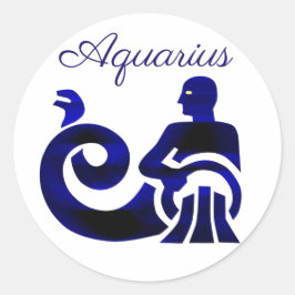 Adesivo Redondo Símbolo Zodiac Aquário Horoscópio Roxo Astrologia
