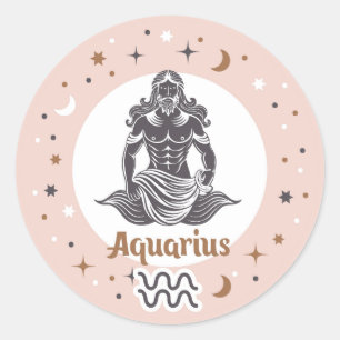Adesivo Redondo Símbolo Zodiac Aquarius