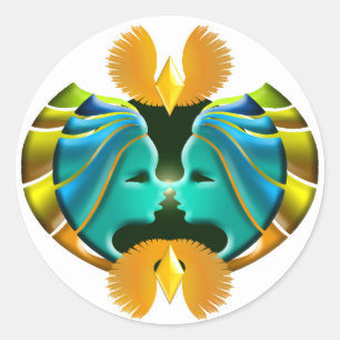 Adesivo Redondo Símbolo Zodiac Design Gemini