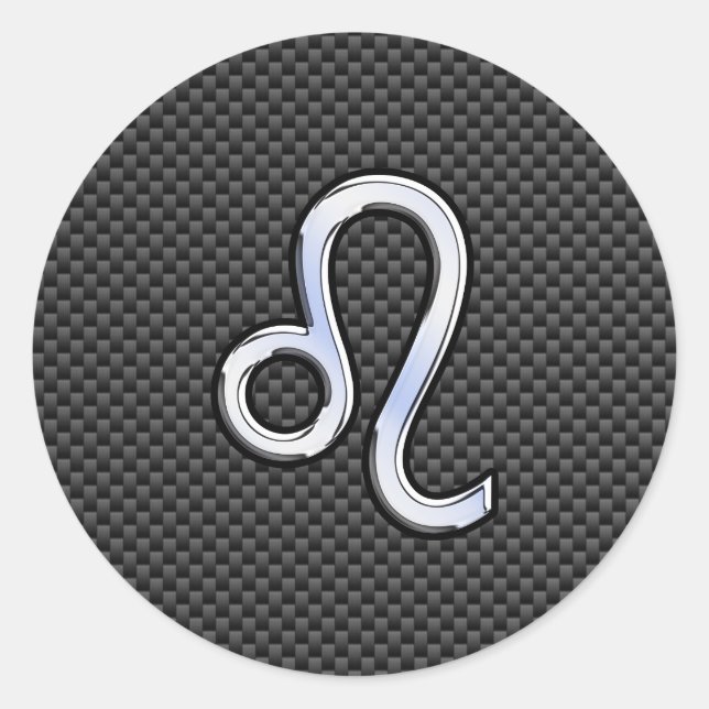 Adesivo Redondo Símbolo Zodiac Silver Leo em Impressão de Fibra de (Frente)