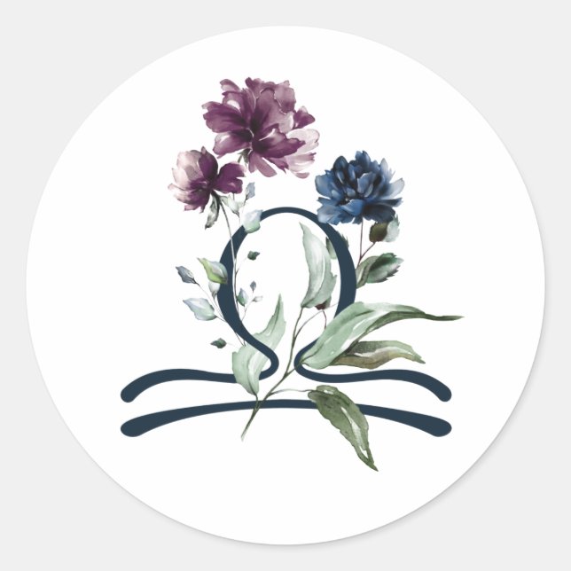 Adesivo Redondo Símbolo Zodiac Star Libra (Frente)